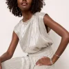 Cait Metallic Plisse Top