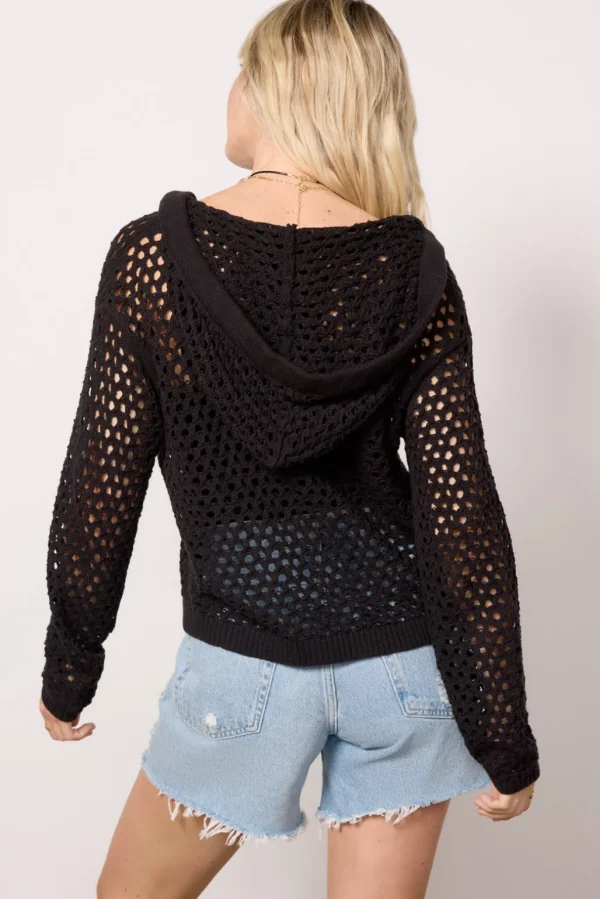 Cari Open Knit Hoodie Pullover