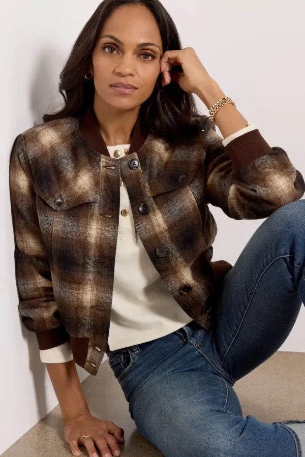 Enly Plaid Bomber