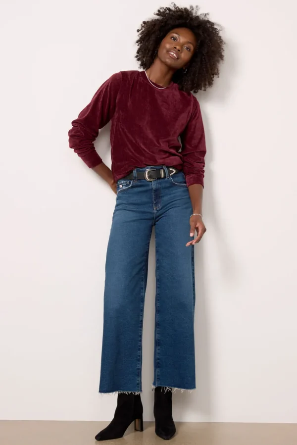 Holly Velour Pleated Pullover