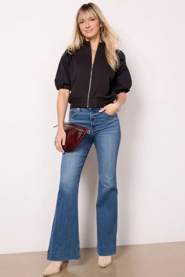 Jordan Zip Up Puff Sleeve Top