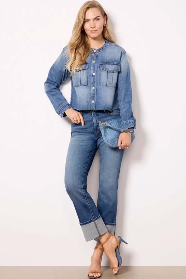 Kacey Collarless Denim Jacket