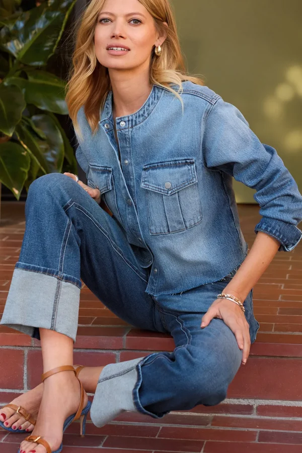 Kacey Collarless Denim Jacket