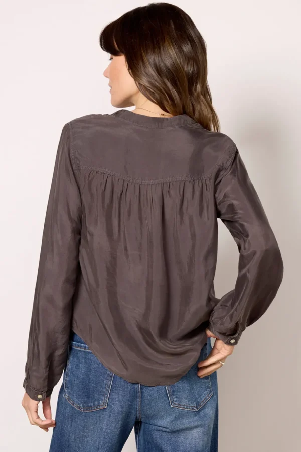 Long Sleeve Shirred Blouse