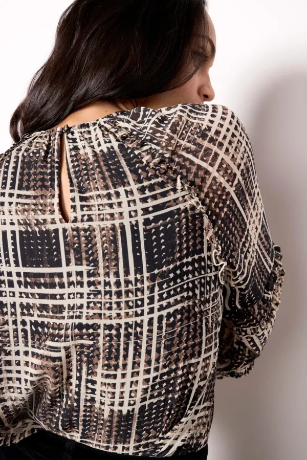 Miley Plaid Chiffon Blouse