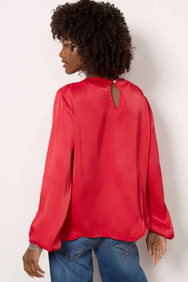 Satin Drape Neck Blouse