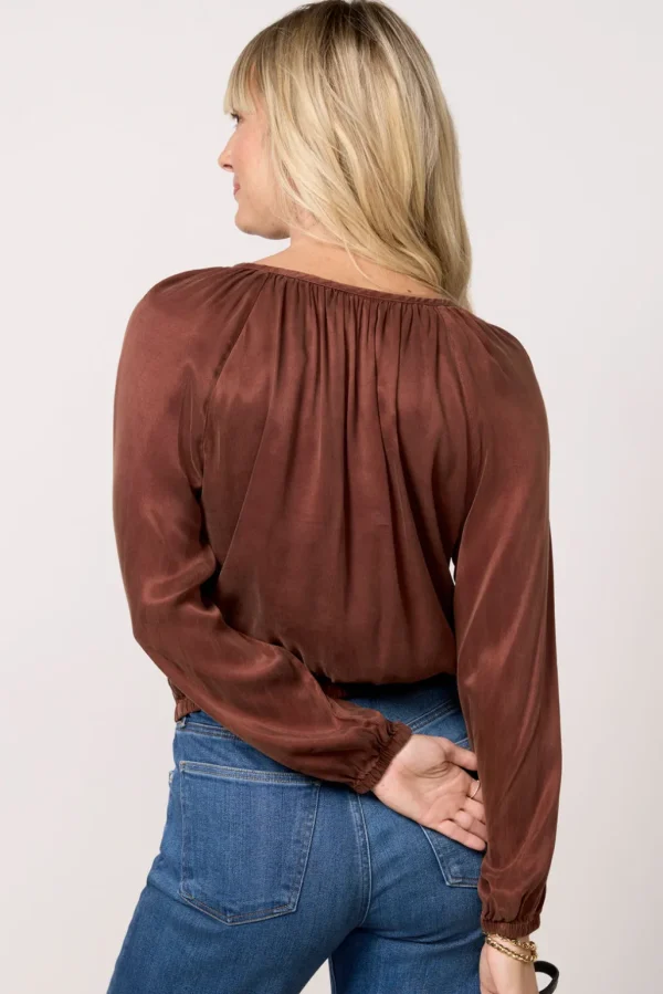 Shirred Button Front Blouse