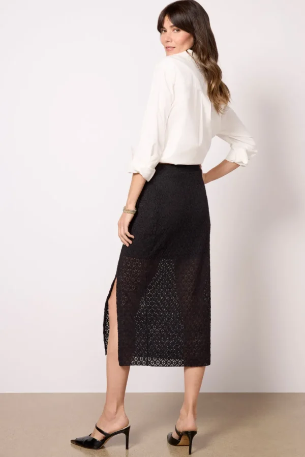 Stretch Lace Midi Skirt