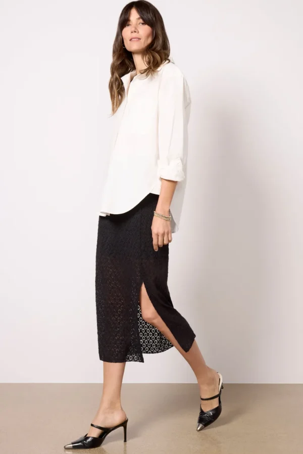Stretch Lace Midi Skirt