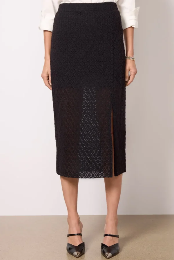 Stretch Lace Midi Skirt