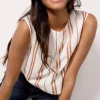 Stripe Button Back Top