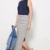Whit Striped Maxi Skirt